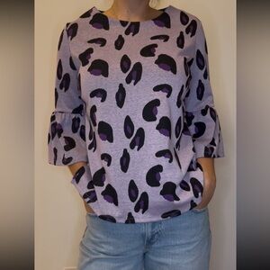 Tyler Boe Lavender and Black Leopard Print Blouse